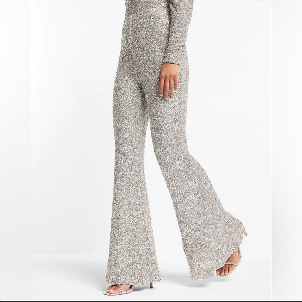 Express sequin flare pants size small